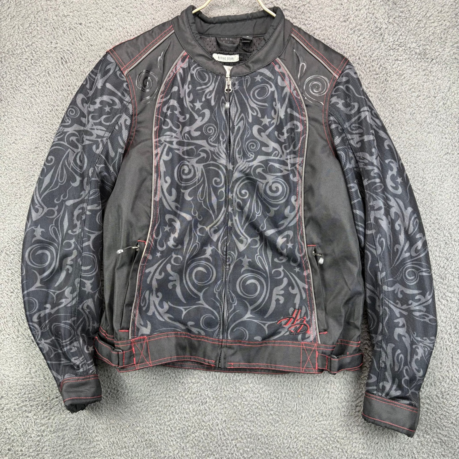 Harley Davidson Mens Riding Gear Mesh Motorcycle Jacket Black Tribal Print Med